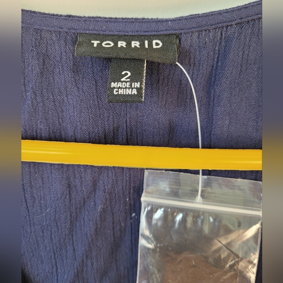 Torrid Blue High Low Dress With Attached Slip Size 2 Elastic Waist - Picture 5 of 11